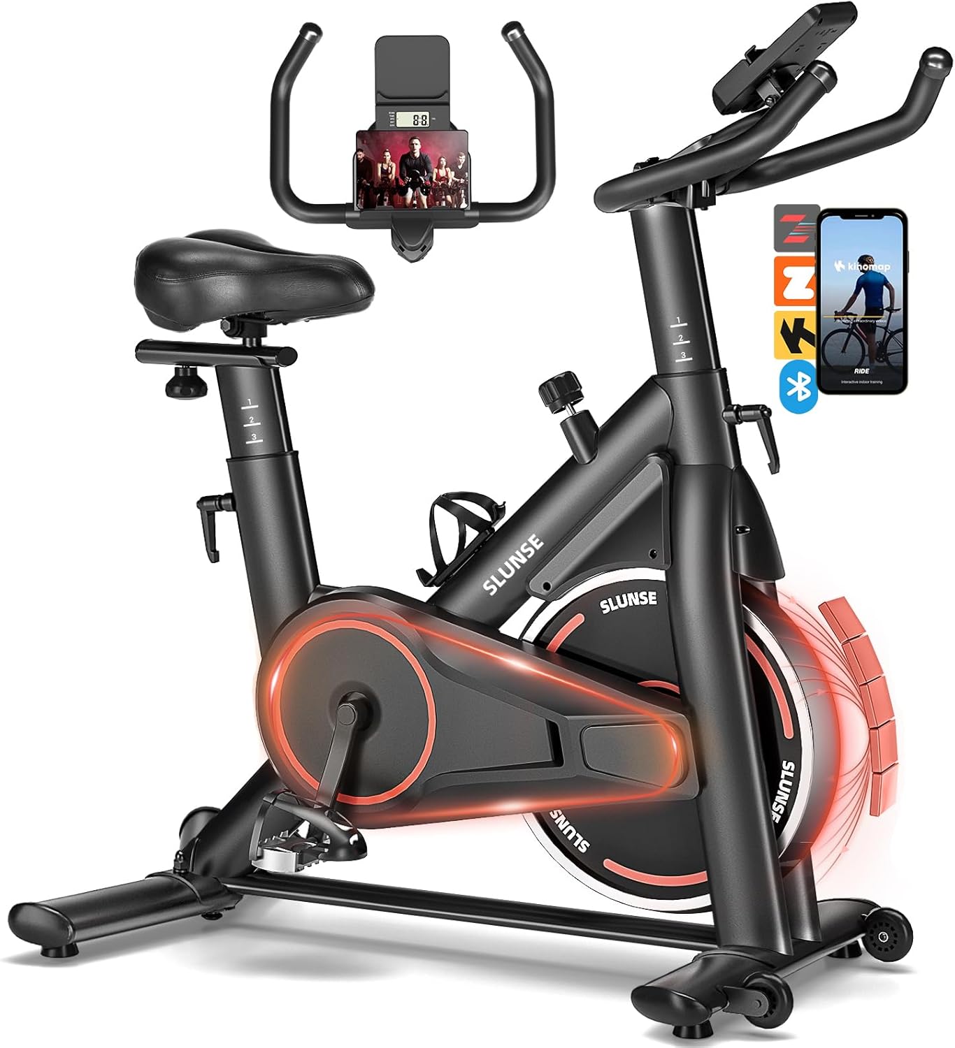 Exercise-Bike-Adjustable-Magnetic-Resistance-Stationary-Bikes-for-Home-with-App-Compatible-Quiet-Indoor-Cycling-Bike-with-350lbs-Weight-Capacity-Comfortable-Seat-Digital-Monitor-Phone-Mount.jpg Exercise Bike, Adjustable Magnetic Resistance Stationary Bikes for Home with App Compatible, Quiet Indoor Cycling Bike with 350lbs Weight Capacity Comfortable Seat, Digital Monitor & Phone Mount - Image 2