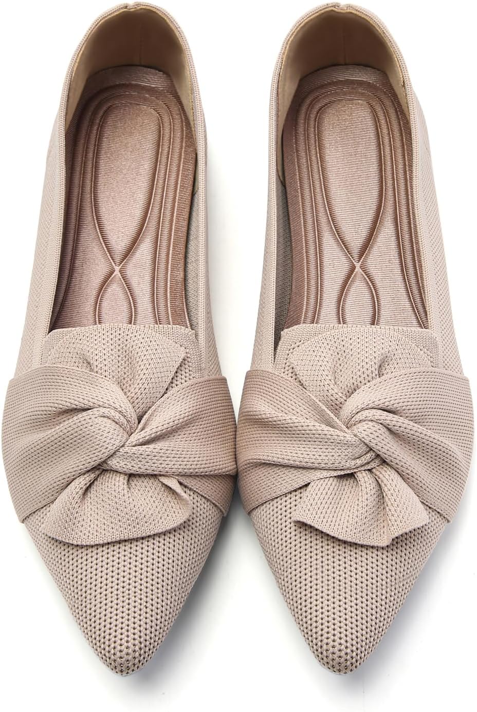 Flats-for-Womens-Pointed-Toe-Ballet-Flats-with-Bow-Comfortable-Knit-Dressy-Flats.jpg Flats for Womens Pointed Toe Ballet Flats with Bow Comfortable Knit Dressy Flats - Image 2
