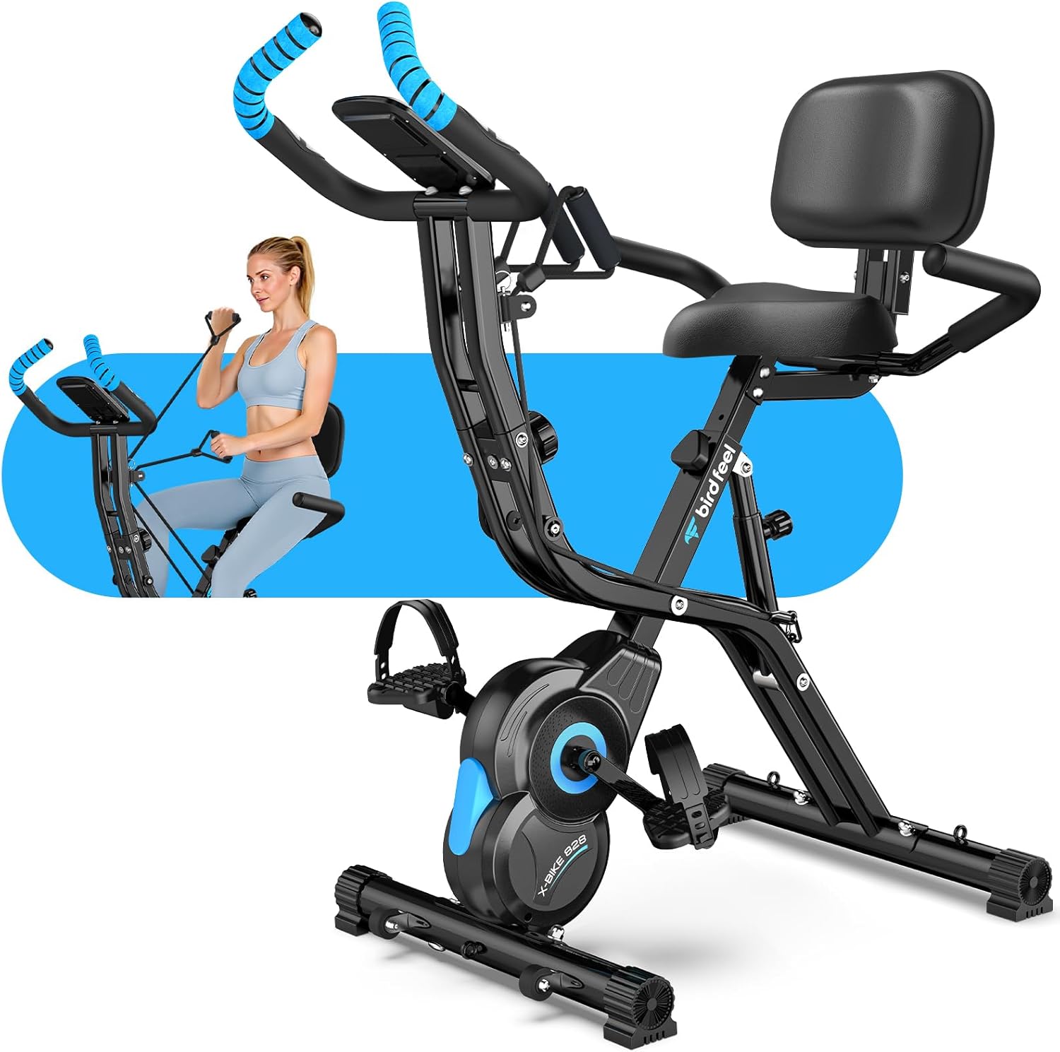 Foldable-Exercise-Bike-Multifunctional-Indoor-Stationary-Bikes-for-Home-with-8-Level-Magnetic-Resistance-Quiet-Workout-Bike-with-Arm-Resistance-Bands-LCD-Monitor-300LBS-Capacity.jpg Foldable Exercise Bike, Multifunctional Indoor Stationary Bikes for Home with 8-Level Magnetic Resistance, Quiet Workout Bike with Arm Resistance Bands, LCD Monitor, 300LBS Capacity - Image 2