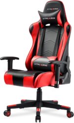 GTRACING Gaming Chair with Reclining Backrest, Adjustable Height and Swivel Base, Ergonomic Computer Chair with Headrest and Lumbar Support (Red) - Image 2