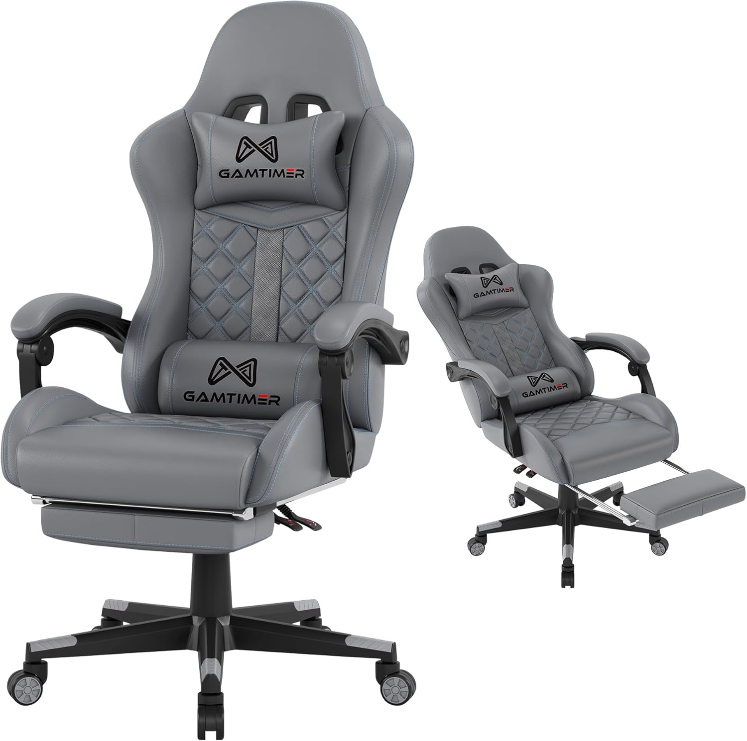 Gaming-Chair-400-lbs-Adult-Chair-High-Back-Computer-Chair-with-Footrest-and-Linked-Armrests-Office-Video-Game-Chair-with-Lumbar-Support-Grey.jpg Gaming Chair, 400 lbs Adult Chair, High Back Computer Chair with Footrest and Linked Armrests, Office Video Game Chair with Lumbar Support (Grey) - Image 2