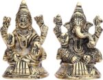 Ganesh Laxmi Statue Lord Ganesha Lakshmi Murti for Puja Home Temple Mandir Indian Traditional Festival Laxmi Poojan Diwali Decorations Pooja Ganpati Lakshmi Sculpture Showpiece(Size:-3"X1.5")(Golden) - Image 2
