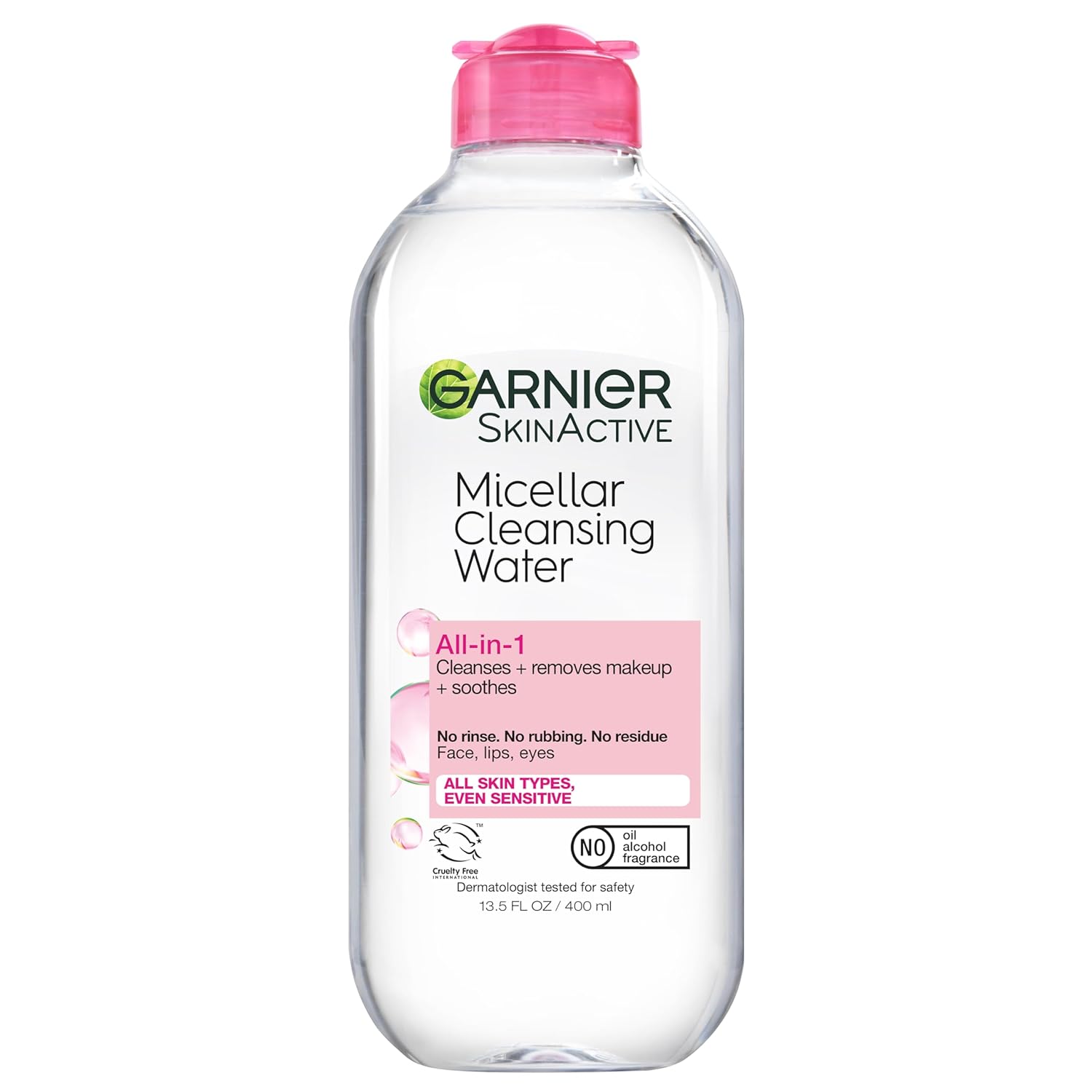 Garnier-Micellar-Water-Hydrating-Facial-Cleanser-Makeup-Remover-Suitable-for-Sensitive-Skin-Vegan-Cruelty-Free-13.5-Fl-Oz-400mL-1-Count.jpg Garnier Micellar Water, Hydrating Facial Cleanser & Makeup Remover, Suitable for Sensitive Skin, Vegan, Cruelty Free, 13.5 Fl Oz (400mL), 1 Count - Image 2