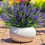 Geegoods 24 Bundles Artificial Plants Flowers Outdoor – Faux Lavender Flowers with Monkey Grass UV Resistant Plastic Faux Plants for Garden Porch Window Patio Hanging Planter Home Decor - Image 2