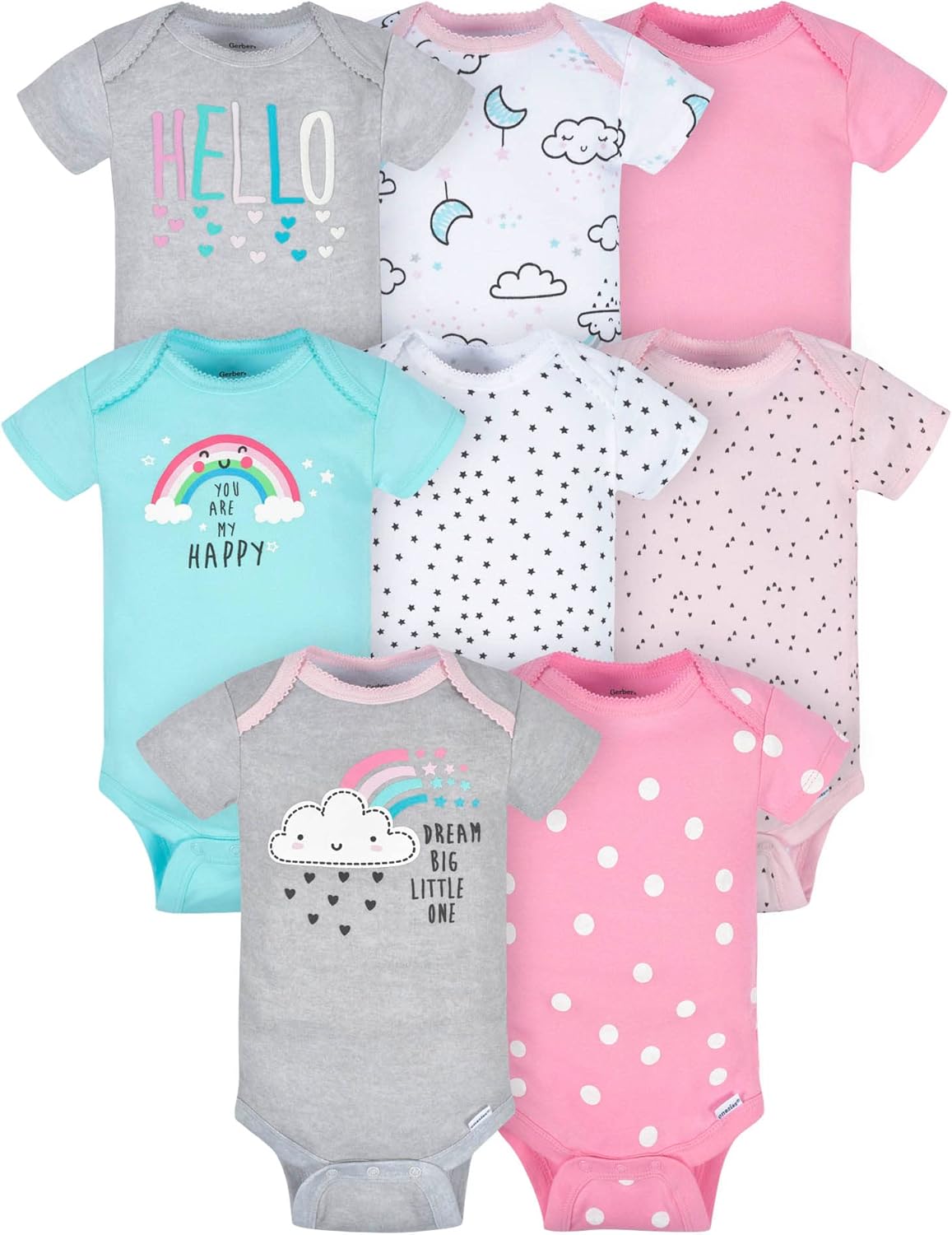 Gerber-baby-girls-8-pack-Short-Sleeve-Onesies-Bodysuits.jpg Gerber baby-girls 8-pack Short Sleeve Onesies Bodysuits - Image 2