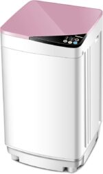Giantex Full-Automatic Washing Machine Portable Washer and Spin Dryer 7.7 lbs Capacity Compact Laundry Washer with Built-in Barrel Light Drain Pump and Long Hose for Apartments Camping (White & Pink) - Image 2
