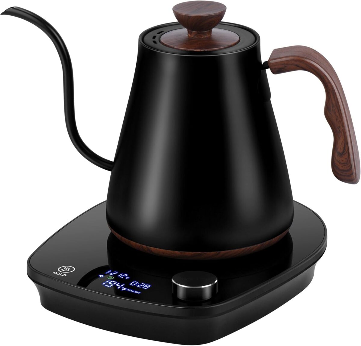 Gooseneck Electric Kettle, Intelligent Temperature Control, Stainless Steel Inner, Quick Heating, for Pour Over Coffee, Brew Tea, Boil Hot Water, 1000W 0.9L Black - Image 2