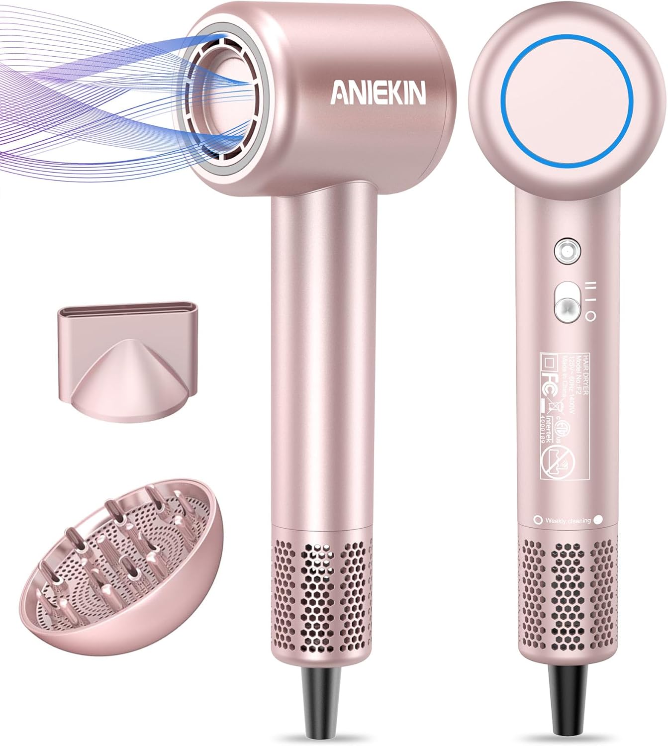 Hair-Dryer-High-Speed-Ionic-Low-Noise-Blow-Dryer-with-Brushless-Motor-for-Fast-Drying-Thermo-Control-Quiet-Compact-Hair-Blow-Dryer-with-Magnetic-Diffuser-for-Curly-Hair-for-Home-Travel-Salon.jpg Hair Dryer, High-Speed Ionic Low Noise Blow Dryer with Brushless Motor for Fast Drying, Thermo-Control Quiet Compact Hair Blow Dryer with Magnetic Diffuser for Curly Hair for Home Travel Salon - Image 2