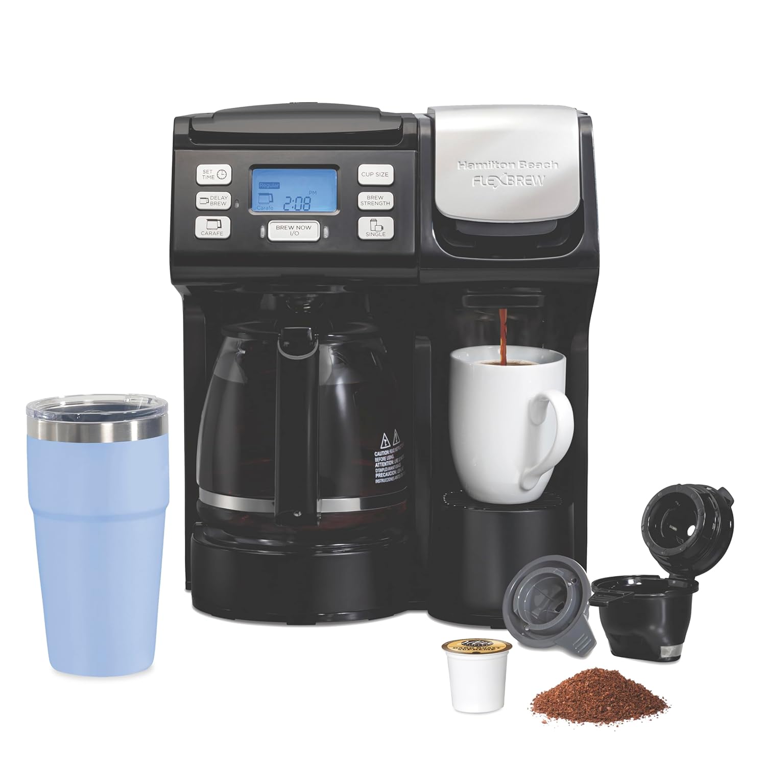 Hamilton-Beach-FlexBrew-Trio-2-Way-Coffee-Maker-Compatible-with-K-Cup-Pods-or-Grounds-Combo-Single-Serve-Full-12c-Pot-Black-Fast-Brewing-49902.jpg Hamilton Beach FlexBrew Trio 2-Way Coffee Maker, Compatible with K-Cup Pods or Grounds, Combo, Single Serve & Full 12c Pot, Black - Fast Brewing (49902) - Image 2