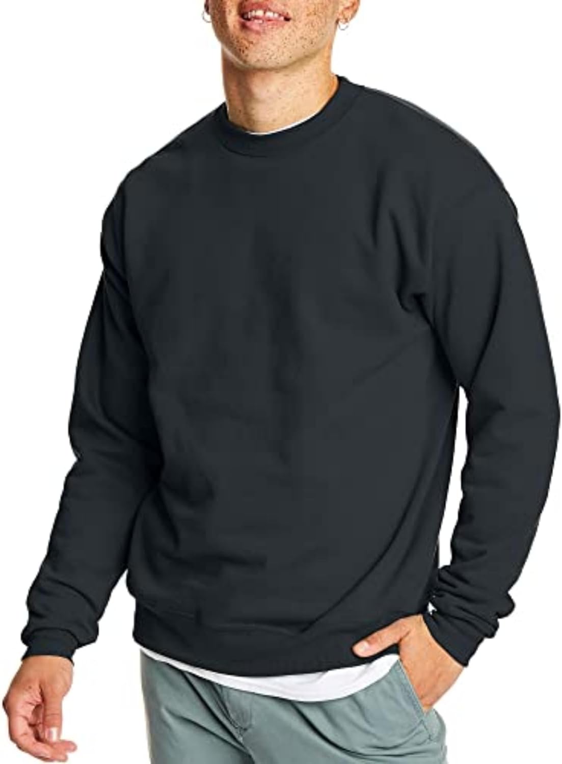 Hanes-Mens-EcoSmart-Fleece-Pullover-Crewneck-Sweatshirt-1-or-2-Pack.jpg Hanes Men's EcoSmart Fleece, Pullover Crewneck Sweatshirt, 1 or 2 Pack - Image 2