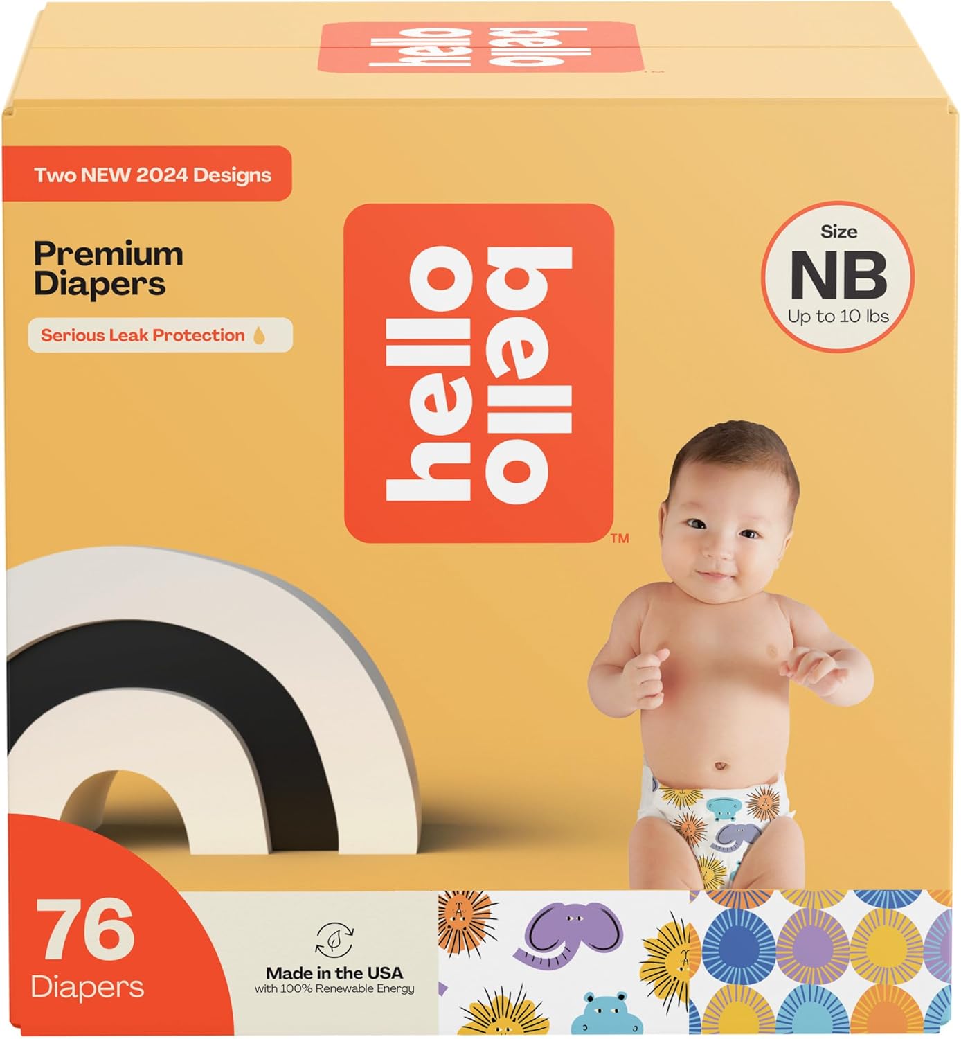 Hello-Bello-Premium-Diapers-Size-NB-Safari-Squad-Shine-and-Dandy-Designs-76ct-Club-Box.jpg Hello Bello Premium Diapers Size NB, Safari Squad & Shine and Dandy Designs, 76ct Club Box - Image 2