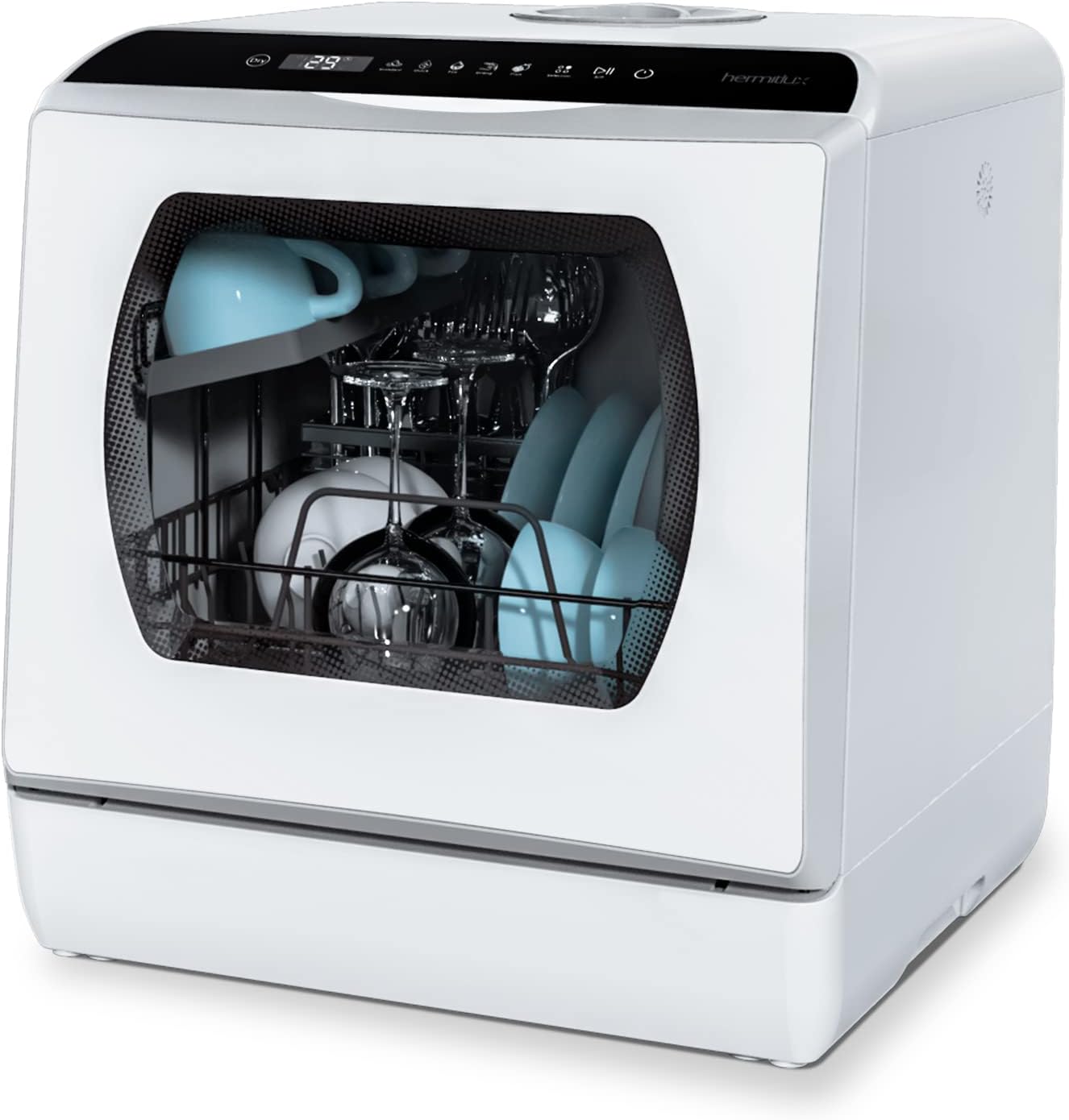Hermitlux-Countertop-Dishwasher-5-Washing-Programs-Portable-Dishwasher-With-5-Liter-Built-in-Water-Tank-For-Glass-Door.jpg Hermitlux Countertop Dishwasher, 5 Washing Programs Portable Dishwasher With 5-Liter Built-in Water Tank For Glass Door - Image 2