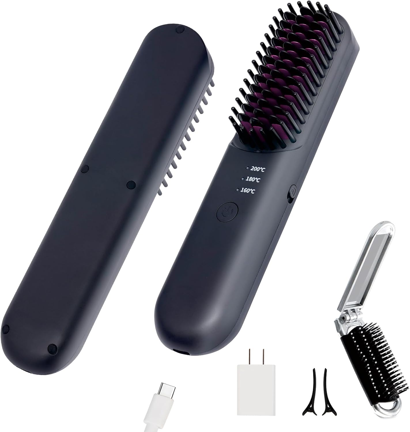 Hot-Comb-Electric-Cordless-Mini-Hair-Straightener-Brush-Rechargeable-Heated-Hair-Brush-with-3-Temp-Settings-Auto-Shut-Off-Travel-Portable-Small-Hair-Straightening-Comb-for-Women.jpg Hot Comb Electric, Cordless Mini Hair Straightener Brush, Rechargeable Heated Hair Brush with 3 Temp Settings, Auto Shut-Off, Travel Portable Small Hair Straightening Comb for Women - Image 2