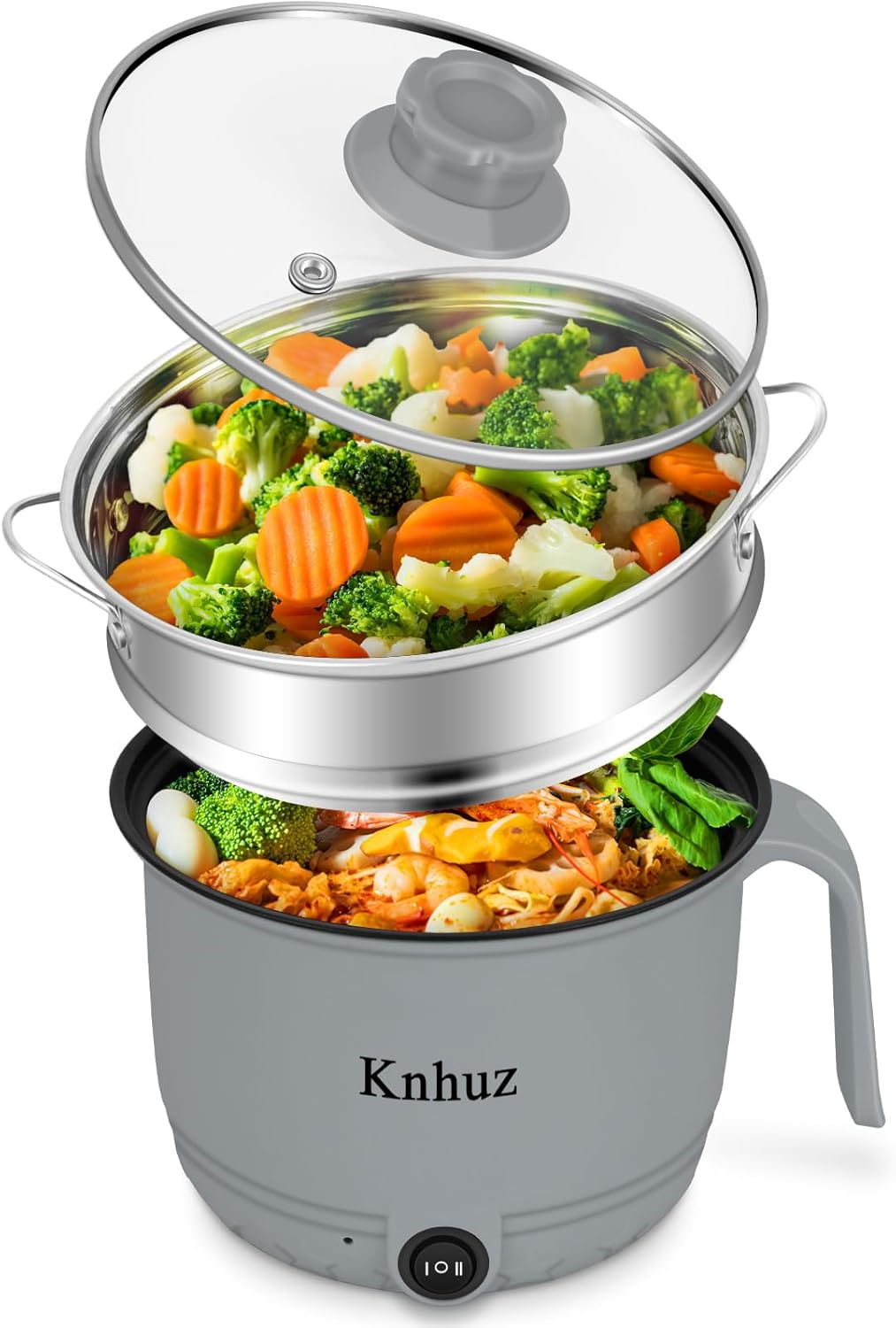 Hot-Pot-Electric-With-SteamerRapid-Ramen-Cooker1.8L-Mini-Portable-Self-Heating-Electric-Pot-For-Cooking-Noodles-Steak-PastaShabu-Shabu-Hotpot-Pot-Electric-Dorm-Lazy-PotNon-Stick-Gray.jpg Hot Pot Electric With Steamer,Rapid Ramen Cooker,1.8L Mini Portable Self Heating Electric Pot For Cooking Noodles Steak Pasta,Shabu Shabu Hotpot Pot Electric Dorm Lazy Pot,Non-Stick Gray - Image 2