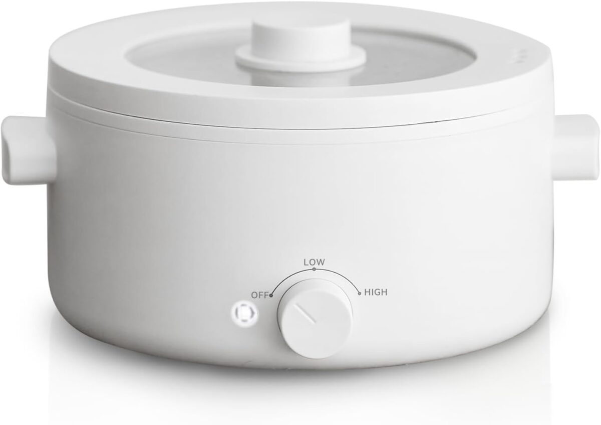 Hot Pot Electric,2L Ceramic Glaze Non-stick Pan, Portable Hot Pot with Dual Power Adjustment, Electric Cooker for Egg, Ramen, Oatmeal,Soup Quick Heating and Overheat Protection - Image 2
