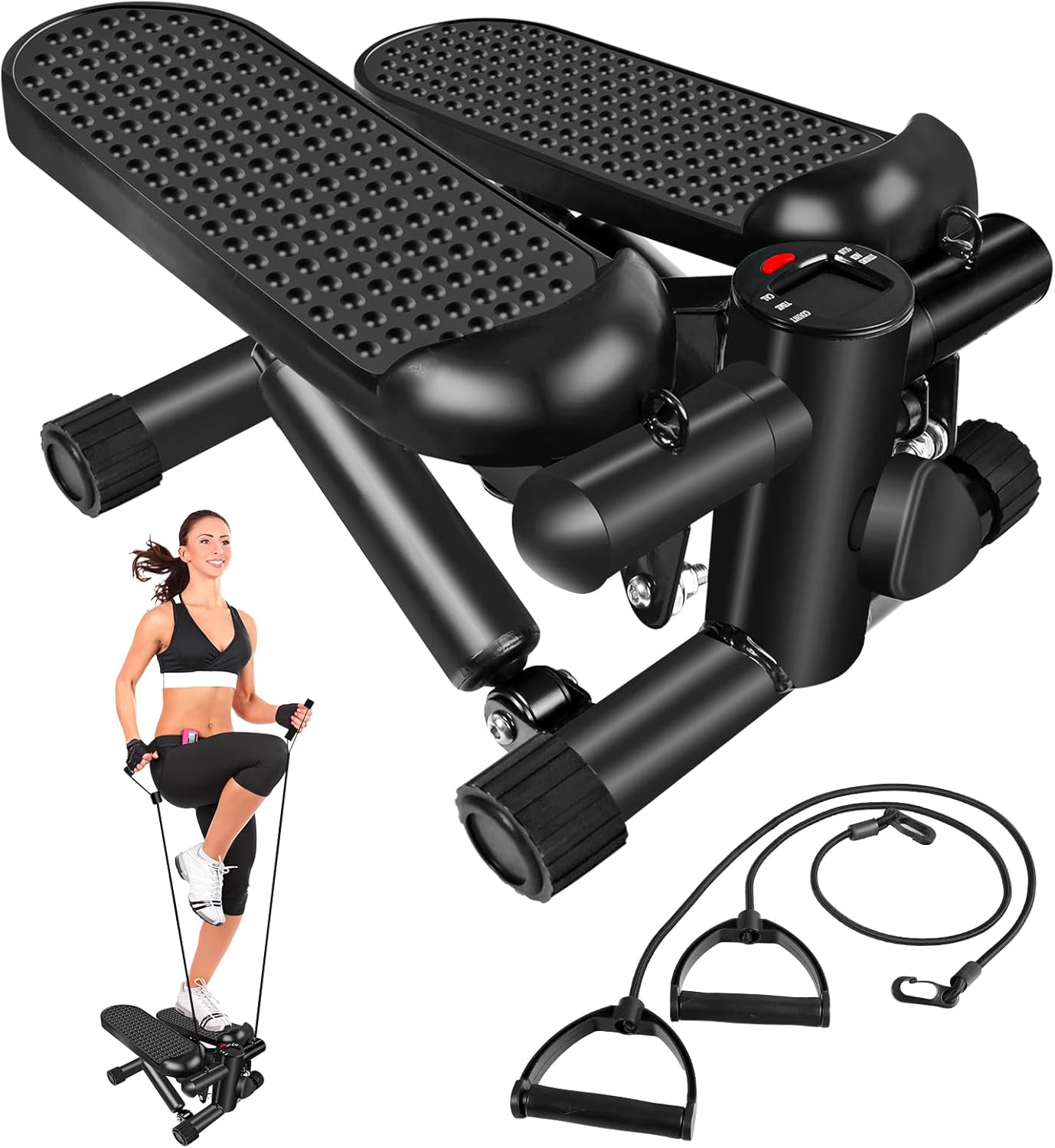 Hydraulic-Fitness-Stepper-with-LCD-Monitor-Mini-Stepper-and-Resistance-Bands.jpg Hydraulic Fitness Stepper with LCD Monitor - Mini Stepper and Resistance Bands - Image 2