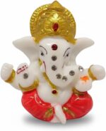 Imagine Mart Lord Ganesha Studded Statues Ganesh Ganpati Beautiful Car Dashboard Idol Figurine Showpiece Sculpture Hindu Good Luck God(2.5X2.5 Inch) - Image 2