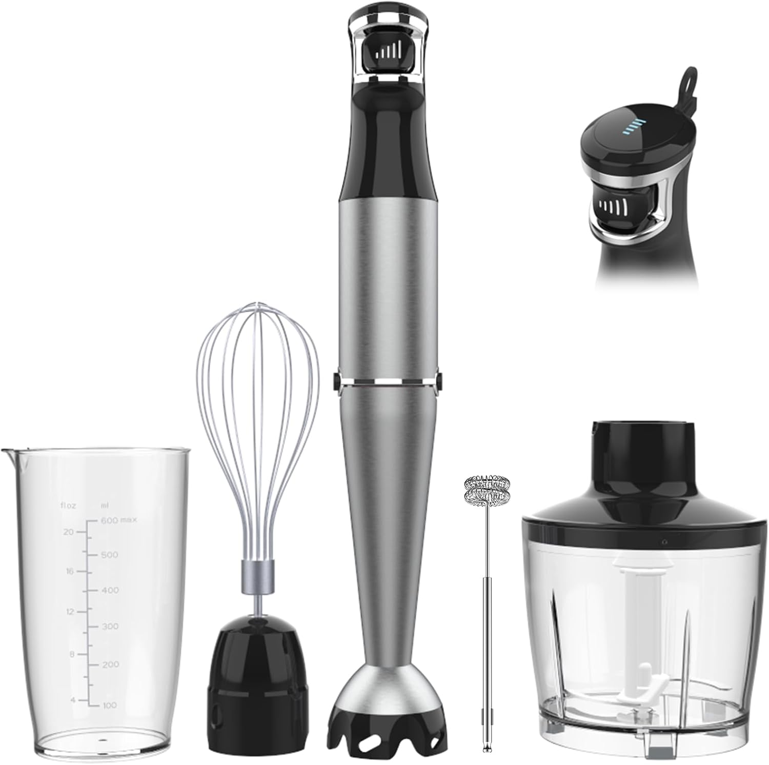 Immersion-Blender-Handheld-Corded-Hand-Blenders-Set-1100W-Trigger-Variable-Speed-5-in-1-Stick-Emulsifier-with-Chopper-Whisk-and-Frother-for-Soup-Baby-Food-and-Smoothies.jpg Immersion Blender Handheld Corded Hand Blenders Set 1100W, Trigger Variable Speed 5 in 1 Stick Emulsifier with Chopper, Whisk and Frother for Soup, Baby Food and Smoothies - Image 2