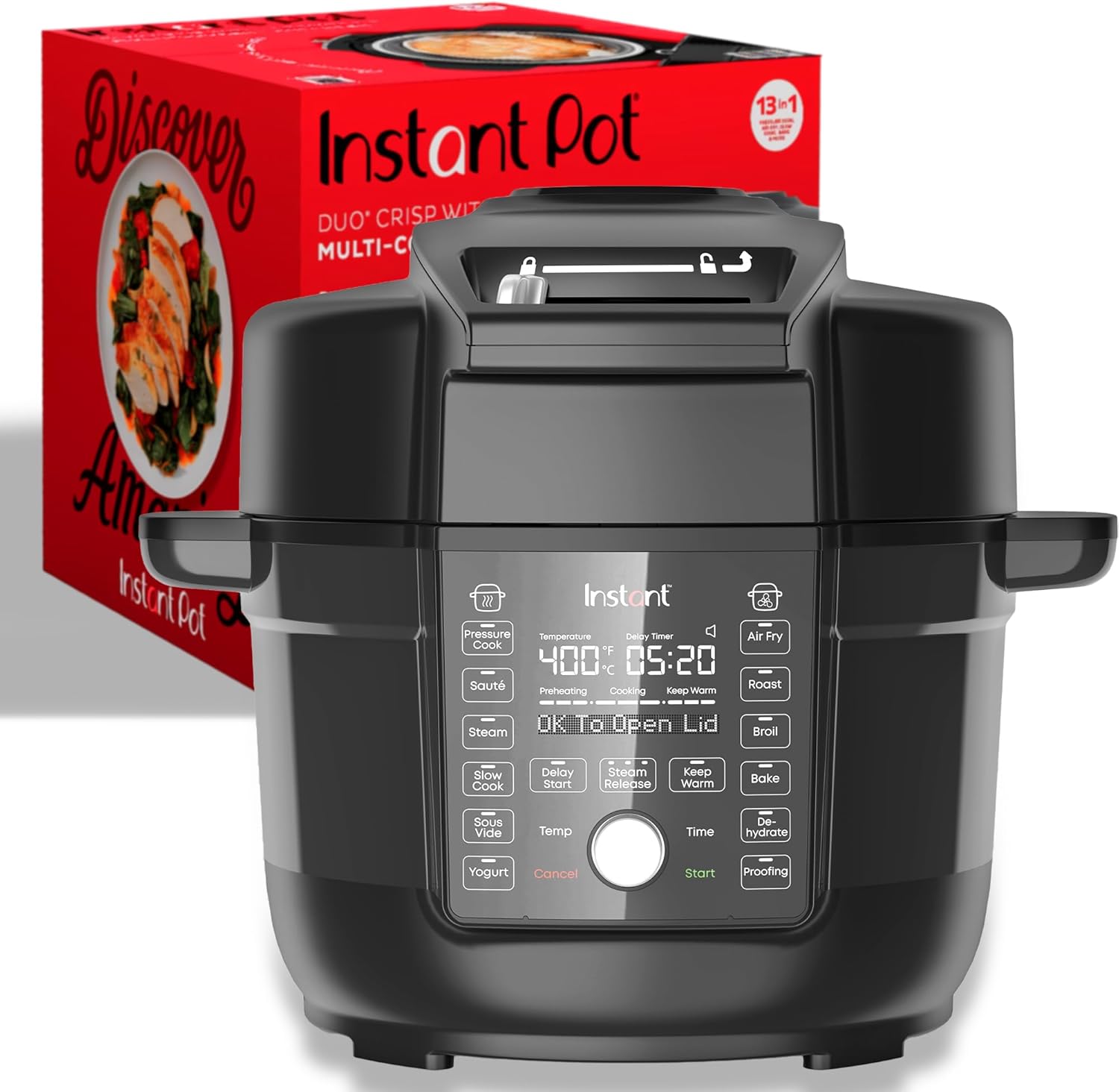 Instant-Pot-Duo-Crisp-Ultimate-Lid13-in-1-Air-FryerPressure-Cooker-Combo-Saute-Slow-Cook-Bake-Steam-Warm-Roast-Dehydrate-Sous-VideProof-App-With-Over-800-Recipes1500-watts6.5-QuartBlack.jpg Instant Pot Duo Crisp Ultimate Lid,13-in-1 Air Fryer&Pressure Cooker Combo, Sauté, Slow Cook, Bake, Steam, Warm, Roast, Dehydrate, Sous Vide&Proof, App With Over 800 Recipes,1500 watts,6.5 Quart,Black - Image 2
