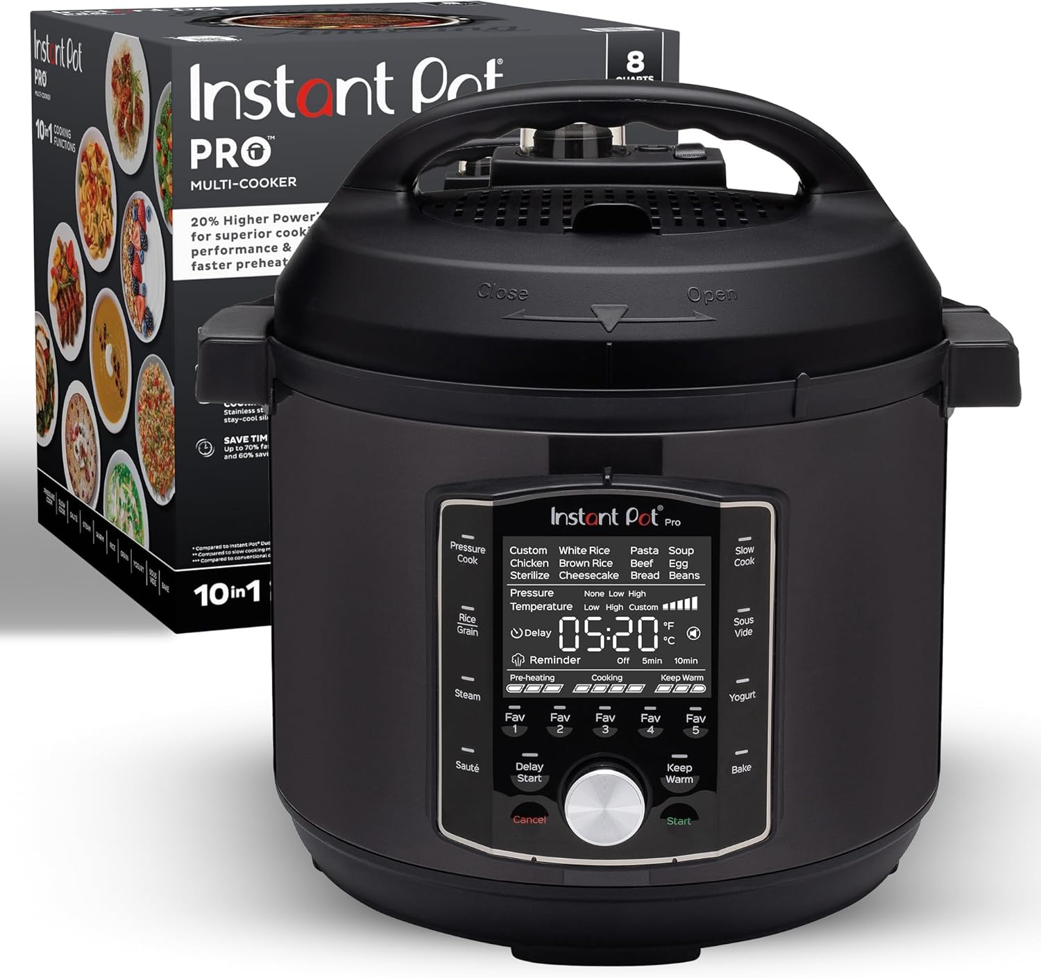 Instant-Pot-Pro-8-QT-10-in-1-Pressure-Cooker-Slow-Cooker-RiceGrain-Cooker-Steamer-Saute-Sous-Vide-Yogurt-Maker-Sterilizer-and-Warmer-Includes-App-With-Over-800-Recipes-Black.jpg Instant Pot Pro (8 QT) 10-in-1 Pressure Cooker, Slow Cooker, Rice/Grain Cooker, Steamer, Sauté, Sous Vide, Yogurt Maker, Sterilizer, and Warmer, Includes App With Over 800 Recipes, Black - Image 2