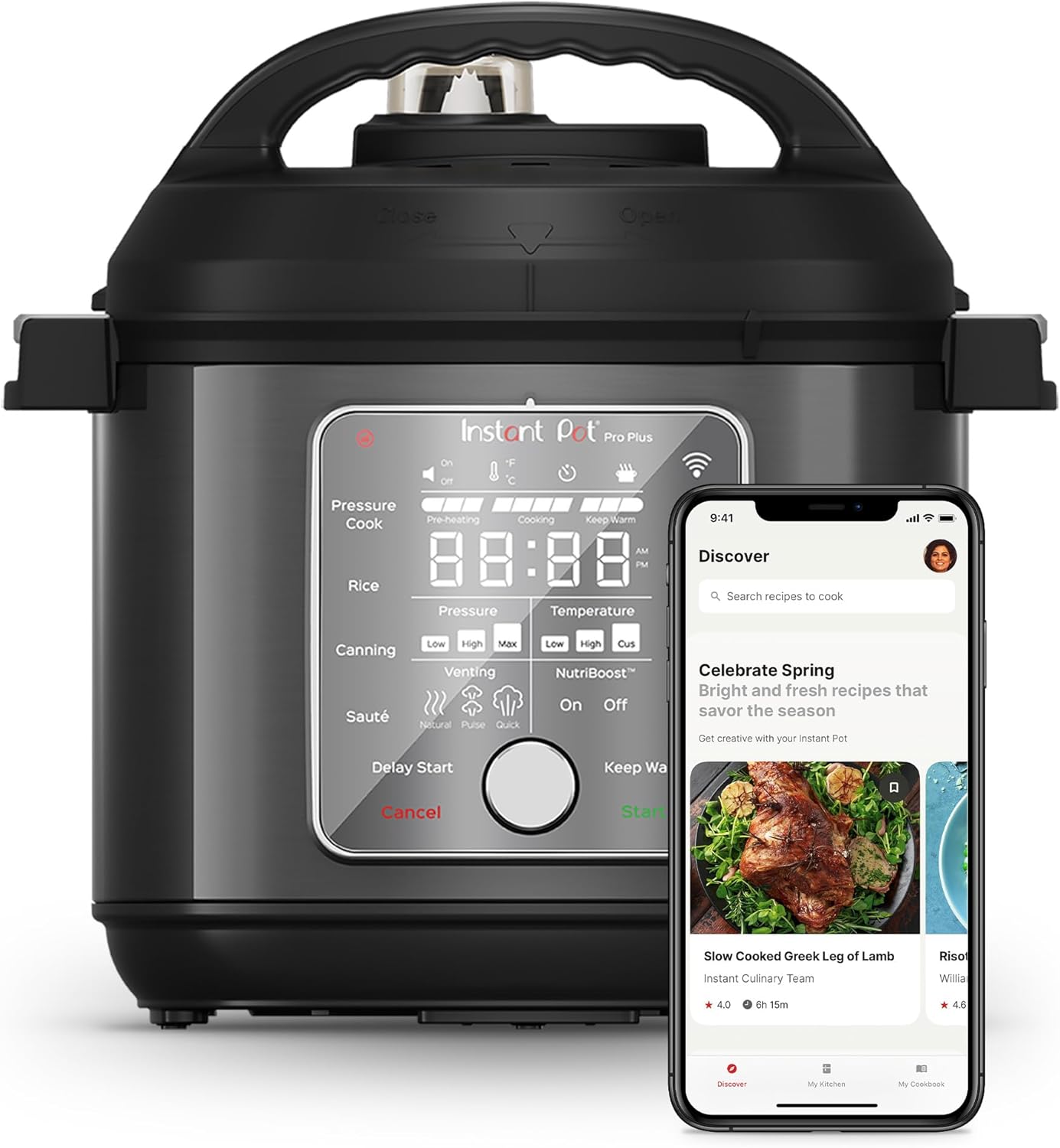 Instant-Pot-Pro-Plus-Wi-Fi-Smart-10-in-1-Pressure-Cooker-Slow-Cooker-Rice-Cooker-Steamer-Saute-Pan-Yogurt-Maker-Warmer-Canning-Pot-Sous-Vide-Includes-App-with-Over-800-Recipes-6-Quart.jpg Instant Pot Pro Plus Wi-Fi Smart 10-in-1, Pressure Cooker, Slow Cooker, Rice Cooker, Steamer, Sauté Pan, Yogurt Maker, Warmer, Canning Pot, Sous Vide, Includes App with Over 800 Recipes, 6 Quart - Image 2