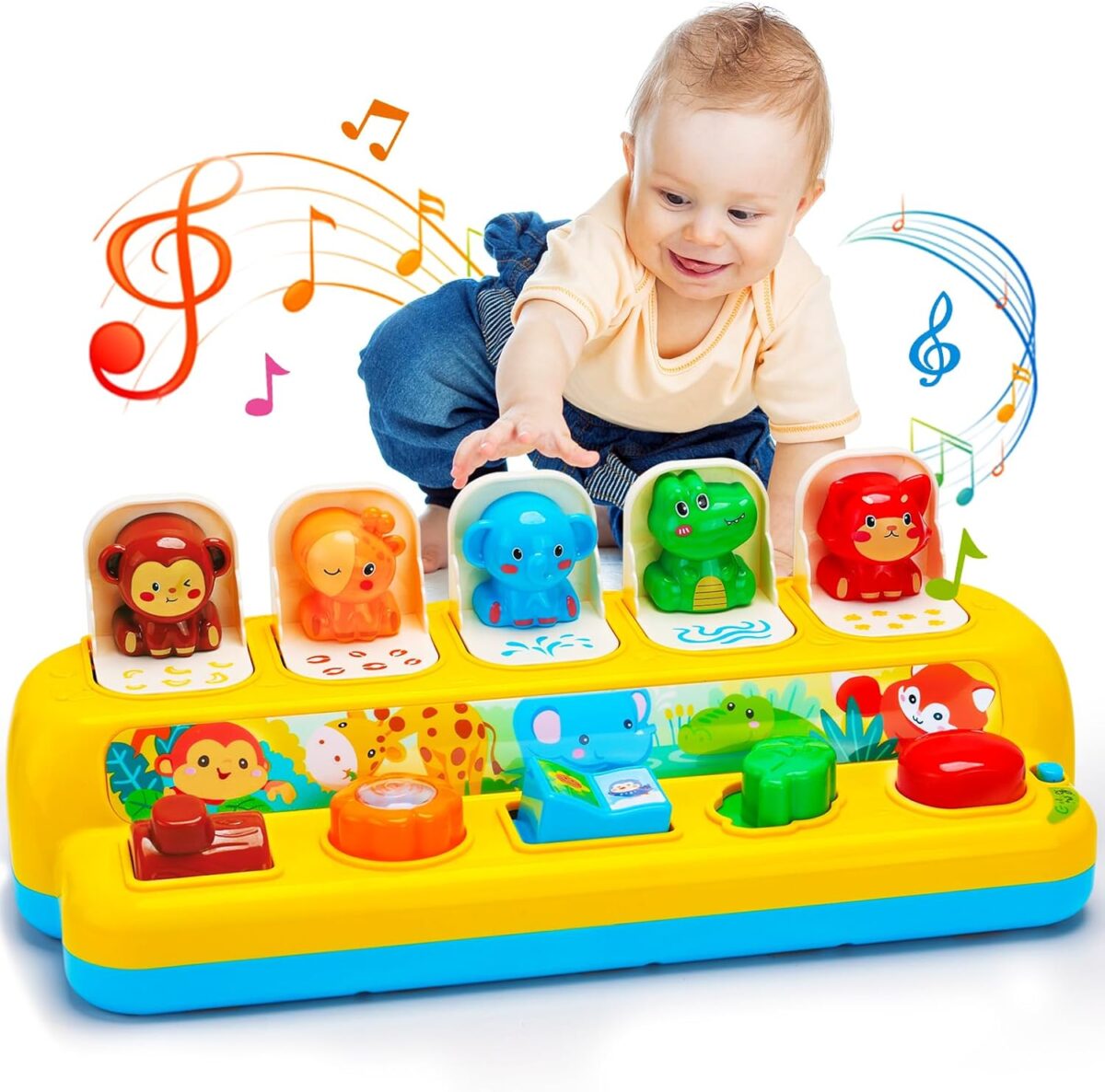 Interactive Pop up Animal Toys with Music & Light, Montessori Cause and Effect Toys for 1 Year Old Boy Girl Early Learning Musical Baby Toy 9-12-18 Months STEM Toddler Toy Age 1-2 Gift for Infant - Image 2