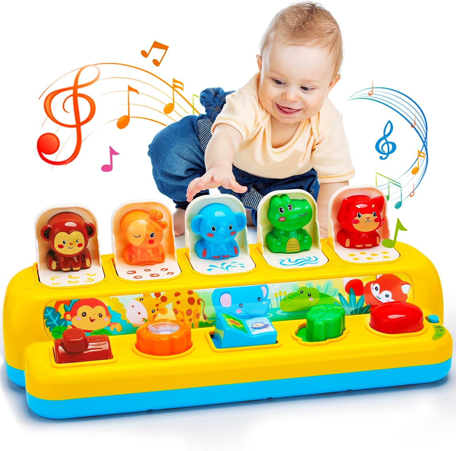 Interactive-Pop-up-Animal-Toys-with-Music-Light-Montessori-Cause-and-Effect-Toys-for-1-Year-Old-Boy-Girl-Early-Learning-Musical-Baby-Toy-9-12-18-Months-STEM-Toddler-Toy-Age-1-2-Gift-for-Infant.jpg Interactive Pop up Animal Toys with Music & Light, Montessori Cause and Effect Toys for 1 Year Old Boy Girl Early Learning Musical Baby Toy 9-12-18 Months STEM Toddler Toy Age 1-2 Gift for Infant - Image 2