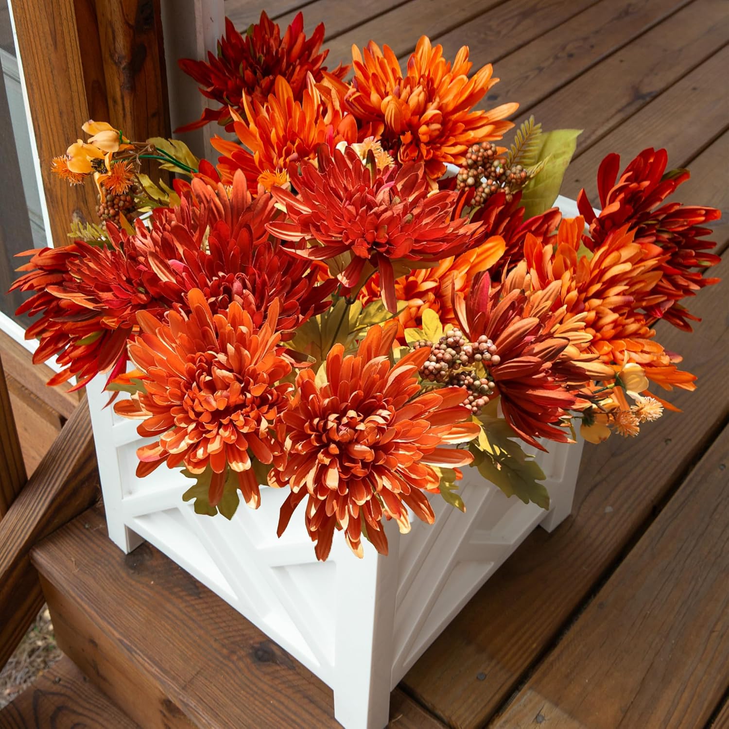 Ivydale-Artificial-Mums-for-Outdoors-Fall-Fake-Flowers-for-Planters-2-Bundles-Faux-Silk-Chrysanthemum-Bouquets-24-Heads-Flower-with-Long-Stems-for-Wedding-Party-Home-Decor.jpg Ivydale Artificial Mums for Outdoors Fall Fake Flowers for Planters, 2 Bundles Faux Silk Chrysanthemum Bouquets, 24 Heads Flower with Long Stems for Wedding Party Home Decor - Image 2