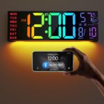 JALL 16.2" Large Digital Wall Clock with Seconds, Bluetooth Sync, Alarm Big LED, RGB Color, DST Temperature for Classroom Bedroom Garage Gym, Mount, Xmas, Birthday Gift for Aged Elderly Mother Father - Image 2
