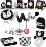 Joyreal High Contrast Baby Toys for Newborn, Black and White Baby Sensory Toys with Car Seat Toys,Infant Toys with Black White Cards Book, Montessori Toys for Baby Gifts - Image 2