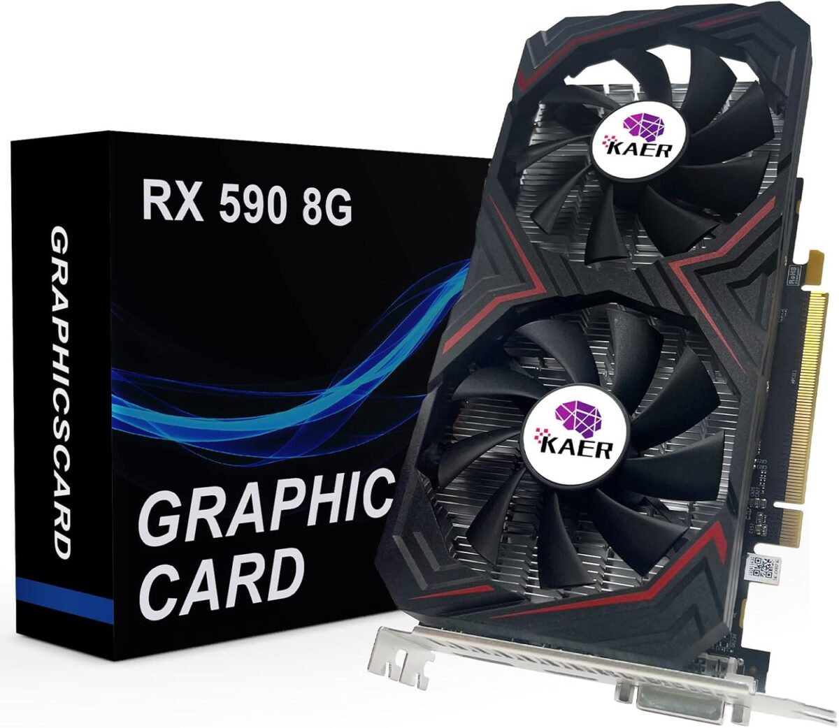 KAER RX590 8GB Graphics Card, 2304SP, GDDR5, 256 Bit，Pc Gaming Video Card with Dual Fans 1380/8000MHz,PCI Express 3.0 Gaming Graphics Card, DVI HDMI DP Desktop - Image 2