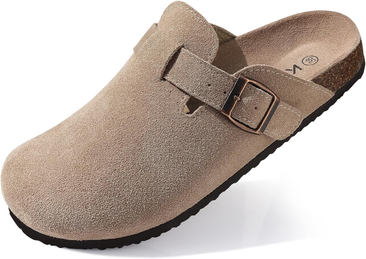 KIDMI-Womens-Genuine-Suede-Clogs-Cork-Footbed-Sandals-Leather-Mules-Potato-Shoes-with-Arch-Support.jpg KIDMI Women's Genuine Suede Clogs Cork Footbed Sandals Leather Mules Potato Shoes with Arch Support - Image 2