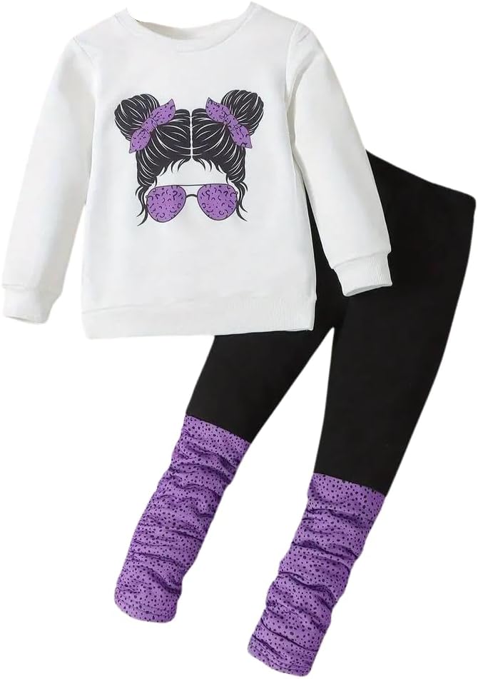 Kids-Toddler-Girls-Clothes-Figure-Graphic-Drop-Shoulder-Top-Pullover-Spotted-Print-Pants-Fall-Winter-Outfit-Set.jpg Kids Toddler Girls Clothes Figure Graphic Drop Shoulder Top Pullover Spotted Print Pants Fall Winter Outfit Set - Image 2