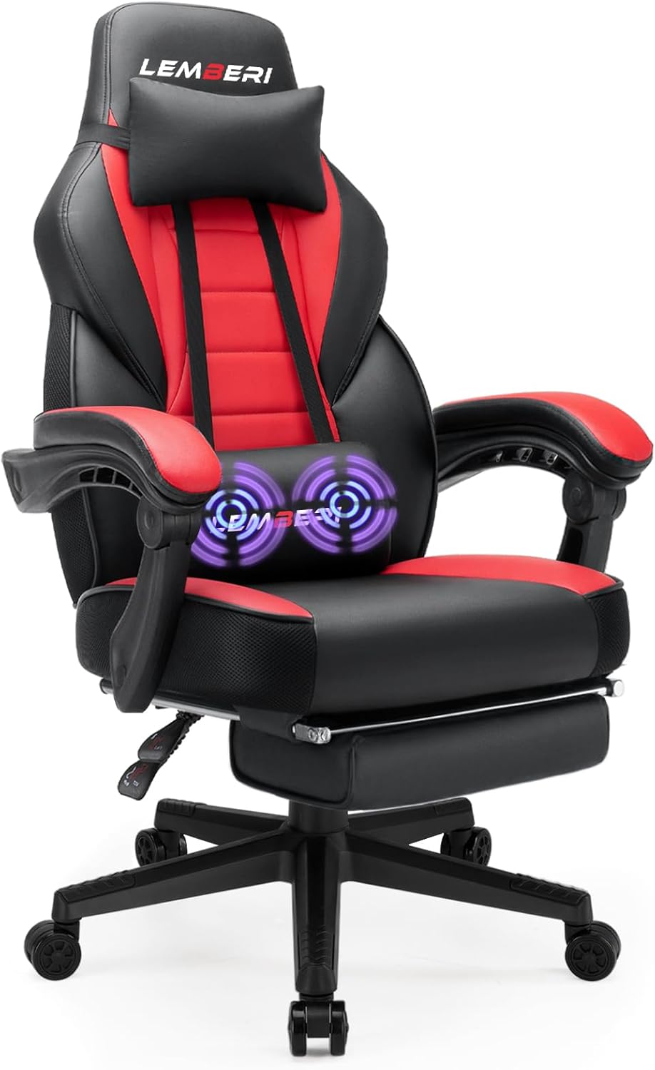 LEMBERI-Video-Game-Chairs-with-footrest-Big-and-Tall-Gamer-Chair-for-Adults-400lb-Capacity-Racing-Style-Computer-Chair-with-Headrest-and-Lumbar-Support.jpg LEMBERI Video Game Chairs with footrest, Big and Tall Gamer Chair for Adults, 400lb Capacity, Racing Style Computer Chair with Headrest and Lumbar Support - Image 2