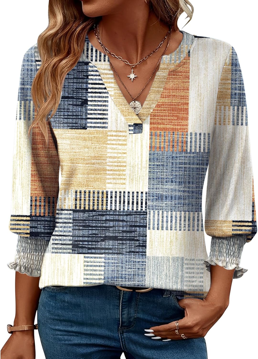 LOMON-Womens-2025-Fashion-Tops-34-Length-Sleeve-Business-Casual-Blouses-Summer-Tees-Shirts.jpg LOMON Women's 2025 Fashion Tops 3/4 Length Sleeve Business Casual Blouses Summer Tees Shirts - Image 2