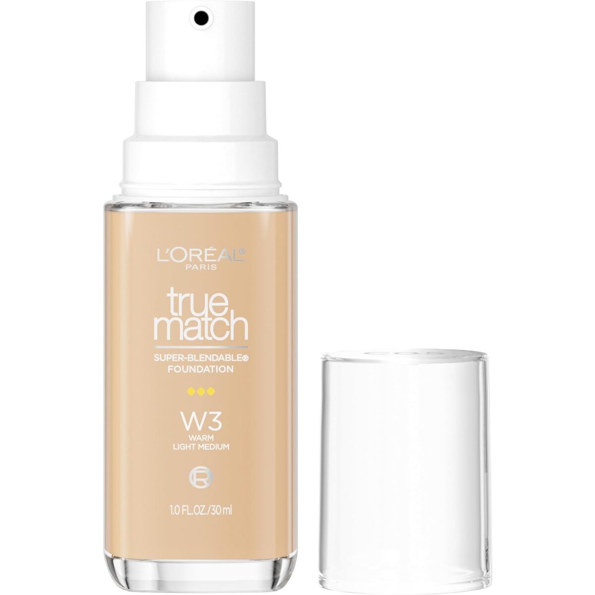 L'Oreal Paris True Match Super-Blendable Foundation, Medium Coverage Liquid Foundation Makeup, W3, Light Medium, 1 Fl Oz - Image 2