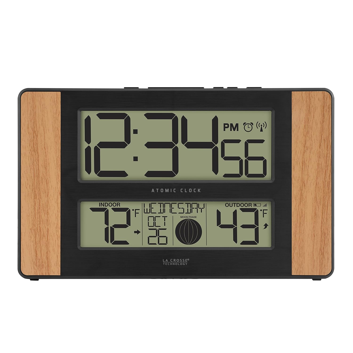 La-Crosse-Technology-Atomic-Digital-Clock-with-Outdoor-Temperature-Wood-Oak-0.jpg La Crosse Technology Atomic Digital Clock with Outdoor Temperature, Wood Oak, 0 - Image 2