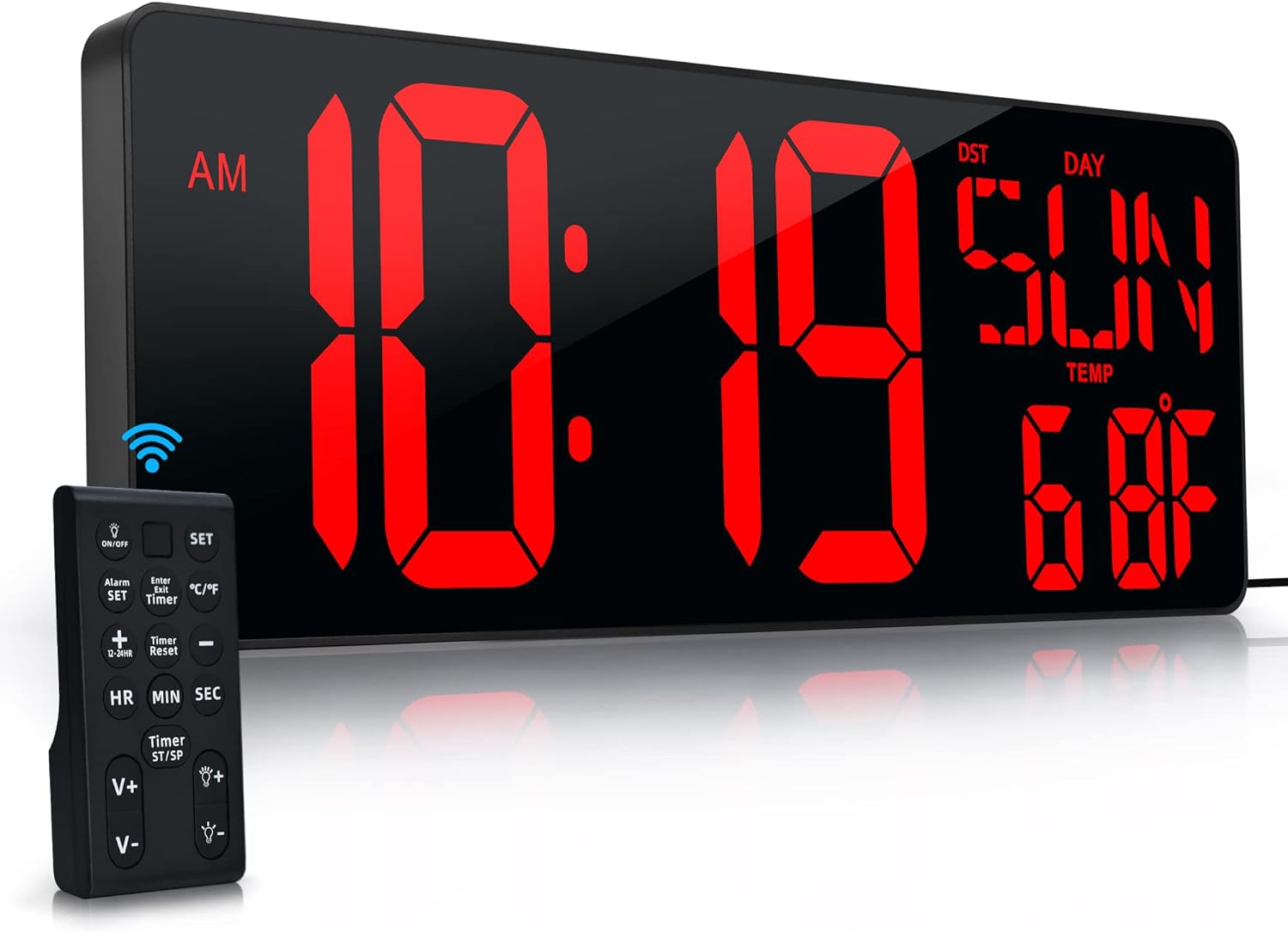 Large-Digital-Wall-Clock-with-Remote-Control-17.2-LED-Large-Display-Timer-with-Temperature-Date-Week-Auto-DST-Adjustable-Brightness-Big-Wall-Alarm-Clock-for-Living-Room-Office-Garage-Gym-Seniors.jpg Large Digital Wall Clock with Remote Control 17.2" LED Large Display Timer with Temperature Date Week Auto DST Adjustable Brightness, Big Wall Alarm Clock for Living Room Office Garage Gym Seniors - Image 2