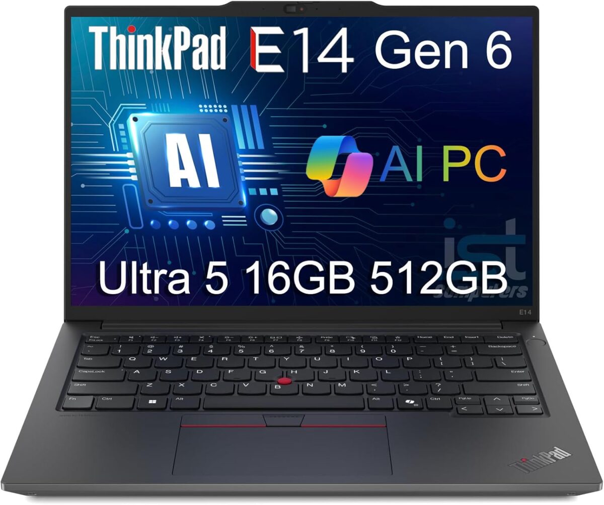 Lenovo ThinkPad E14 Gen 6 Business AI PC Laptop (14" FHD+ Anti-Glare, Intel 12-Core Ultra 5 125U (> i7-1355U), 16GB DDR5 RAM, 512GB SSD) Backlit, Fingerprint, 1080p Webcam, Thunderbolt 4, Win 11 Pro - Image 2