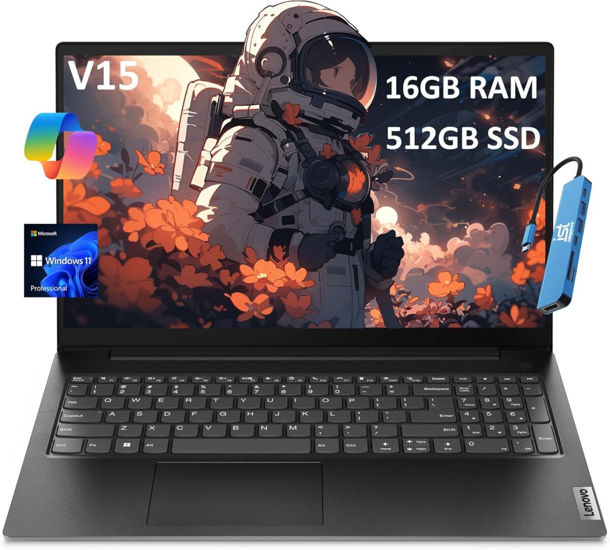 Lenovo V15 Gen 4 (15.6" FHD Anti-Glare, 13th Intel Core i5-13420H (Beat i7-1255U), 16GB RAM, 512GB SSD) for Business, Home, Military Grade, Ethernet, Webcam, IST Hub, Win 11 Pro w/AI Copilot, Black - Image 2