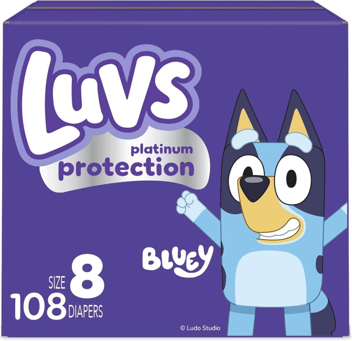 Luvs Size 8 Baby Diapers, Platinum Protection Bluey Diapers for Day & Night,Size 8, 108 Count - Image 2