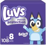 Luvs Size 8 Baby Diapers, Platinum Protection Bluey Diapers for Day & Night,Size 8, 108 Count - Image 2