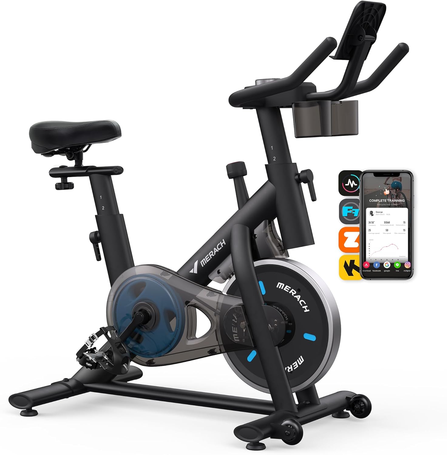 MERACH-Exercise-Bike-Brake-Pad-Stationary-Bike-with-Exclusive-App-Low-Noise-Indoor-Cycling-Bike-with-300lbs-Weight-Capacity-Tablet-Mount-and-Fitness-Courses-for-Weight-Loss.jpg MERACH Exercise Bike, Brake Pad Stationary Bike with Exclusive App, Low Noise Indoor Cycling Bike with 300lbs Weight Capacity, Tablet Mount and Fitness Courses for Weight Loss - Image 2