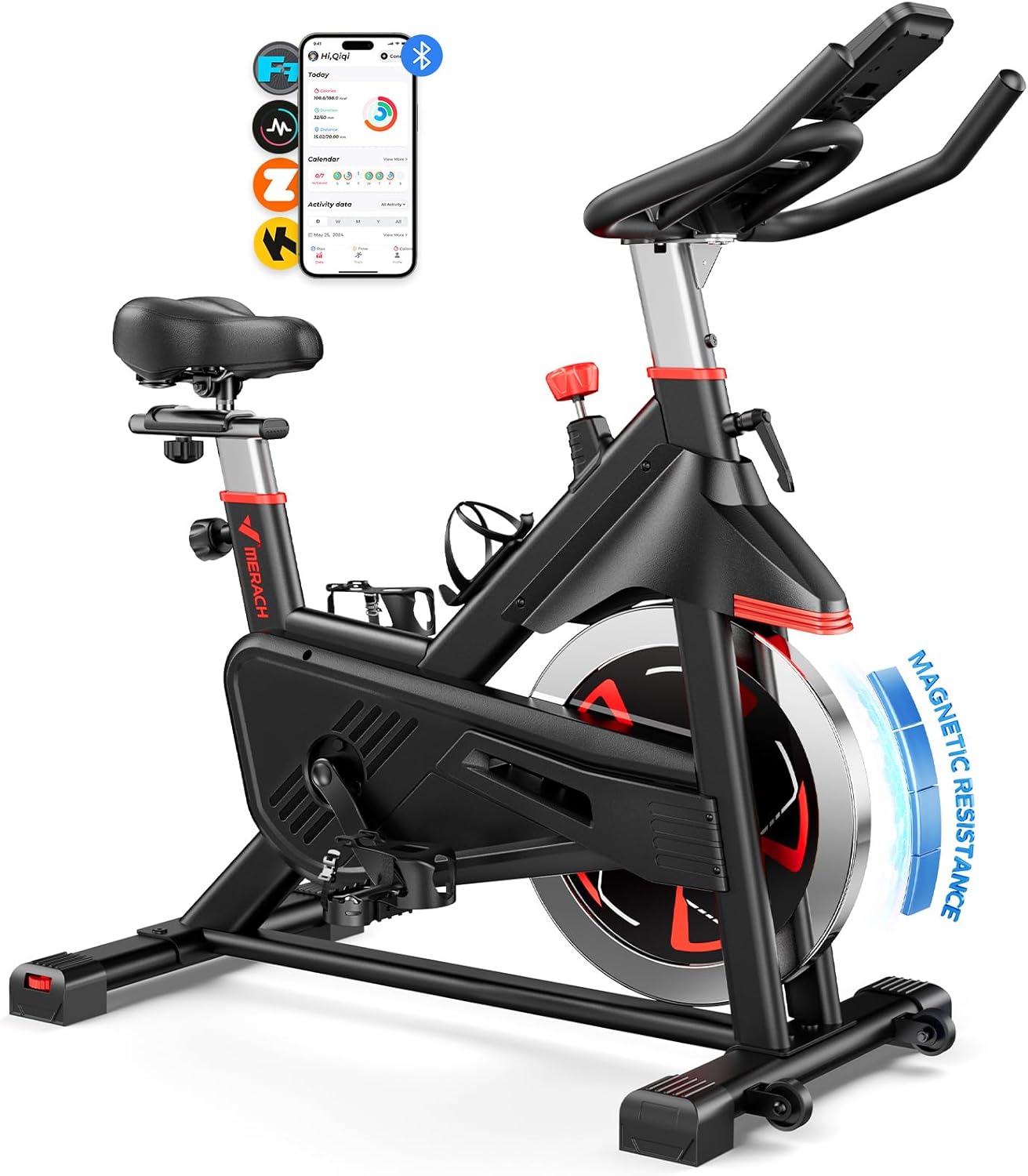 MERACH-Magnetic-Exercise-Bike-Indoor-Cycling-Bike-with-Self-Developed-App-350-lbs-Weight-Capacity-40-lbs-Flywheel-Stationary-Bike-for-Home-Gym-Fitness.jpg MERACH Magnetic Exercise Bike, Indoor Cycling Bike with Self-Developed App, 350 lbs Weight Capacity & 40 lbs Flywheel, Stationary Bike for Home Gym Fitness - Image 2