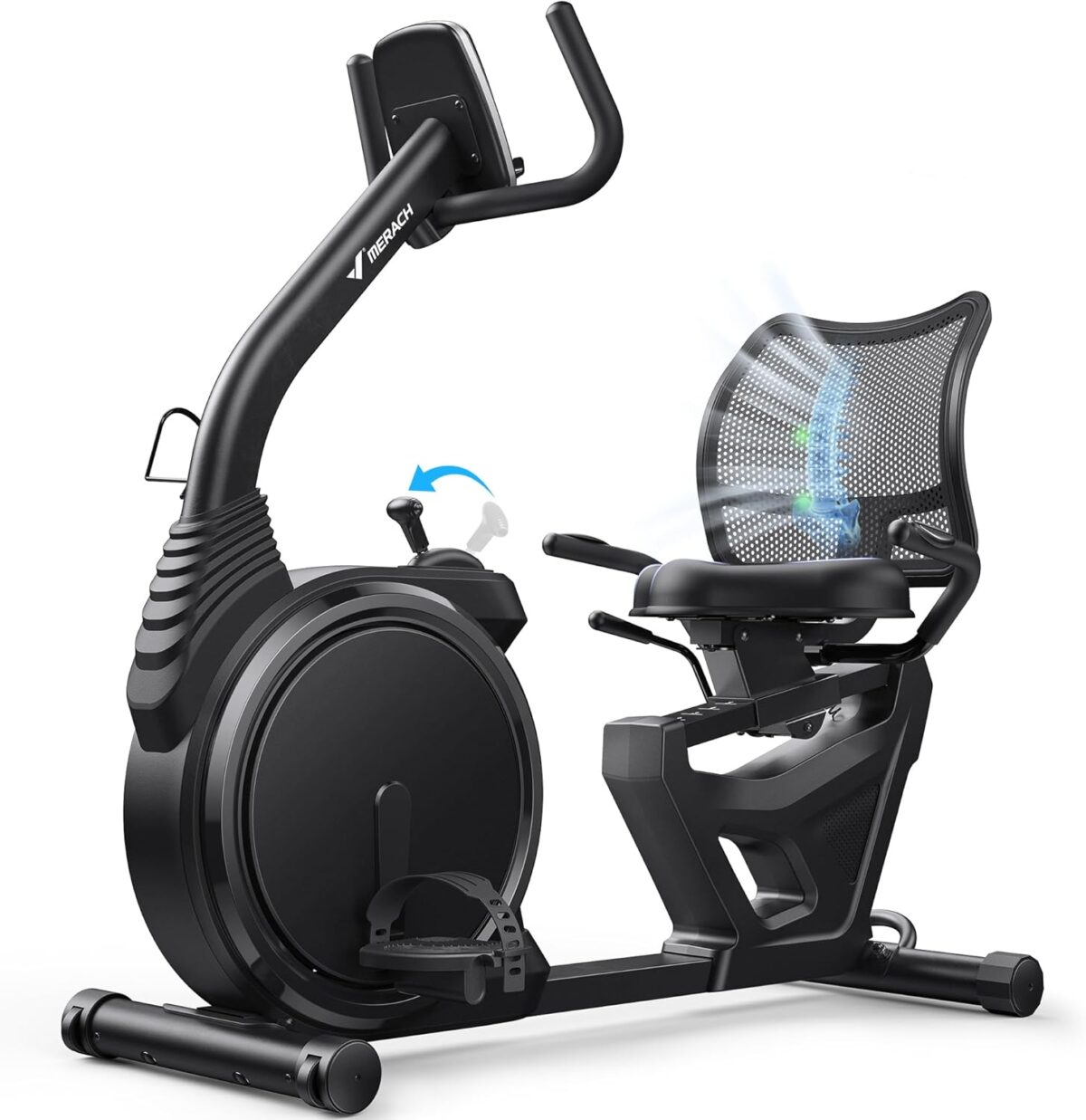 MERACH Recumbent Exercise Bikes for home, Light Commercial High-end Recumbent Bike for Seniors Adults, Magnetic Recumbent Exercise Bike with Smart Bluetooth and Exclusive App, LCD, Heart Rate Handle - Image 2