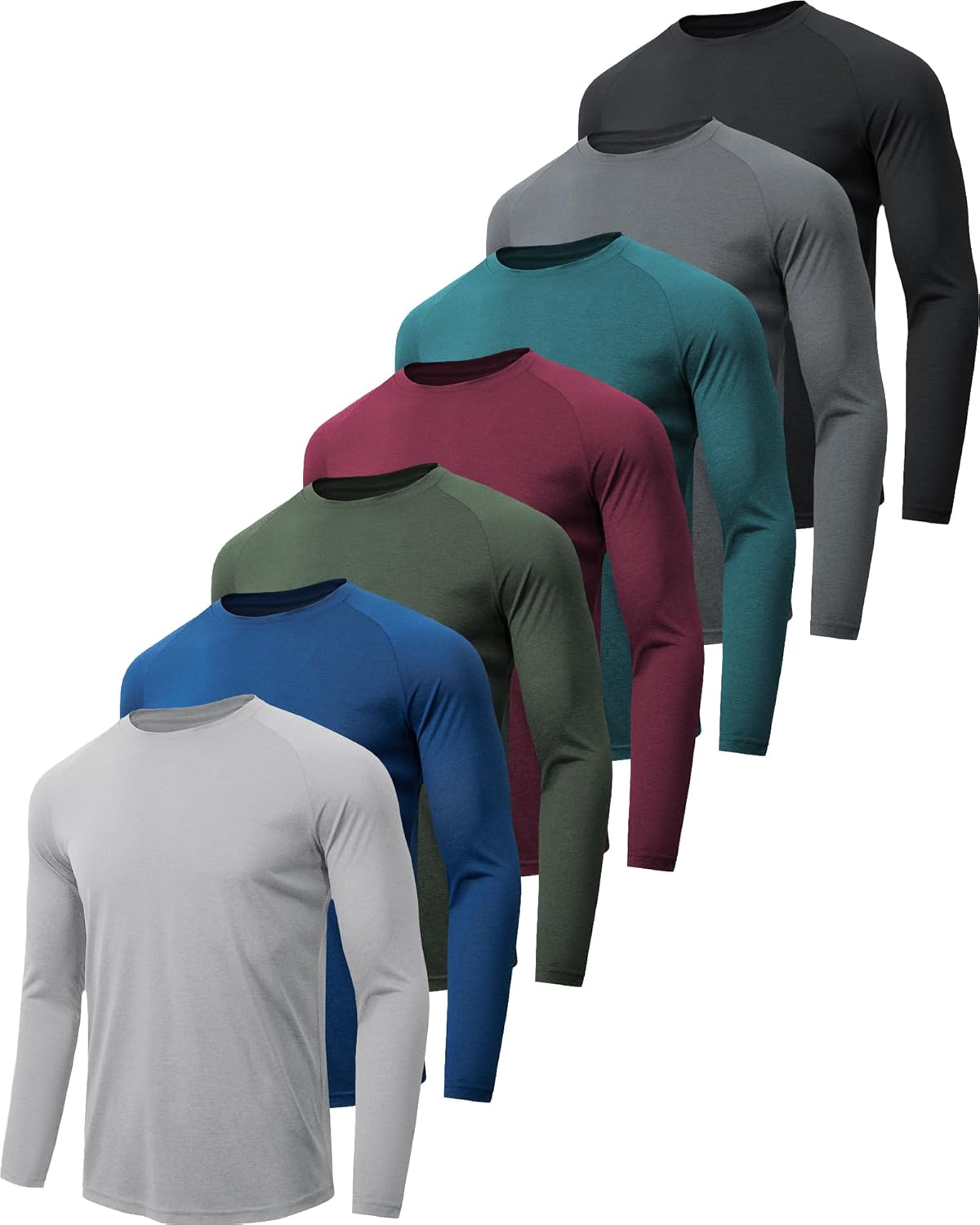 MLYENX-7-Pack-Long-Sleeve-Shirts-for-Men-UPF-50-UV-Sun-Protection-Quick-Dry-Moisture-Wicking-Workout-Tee-Shirts.jpg MLYENX 7 Pack Long Sleeve Shirts for Men UPF 50+ UV Sun Protection Quick Dry Moisture Wicking Workout Tee Shirts - Image 2