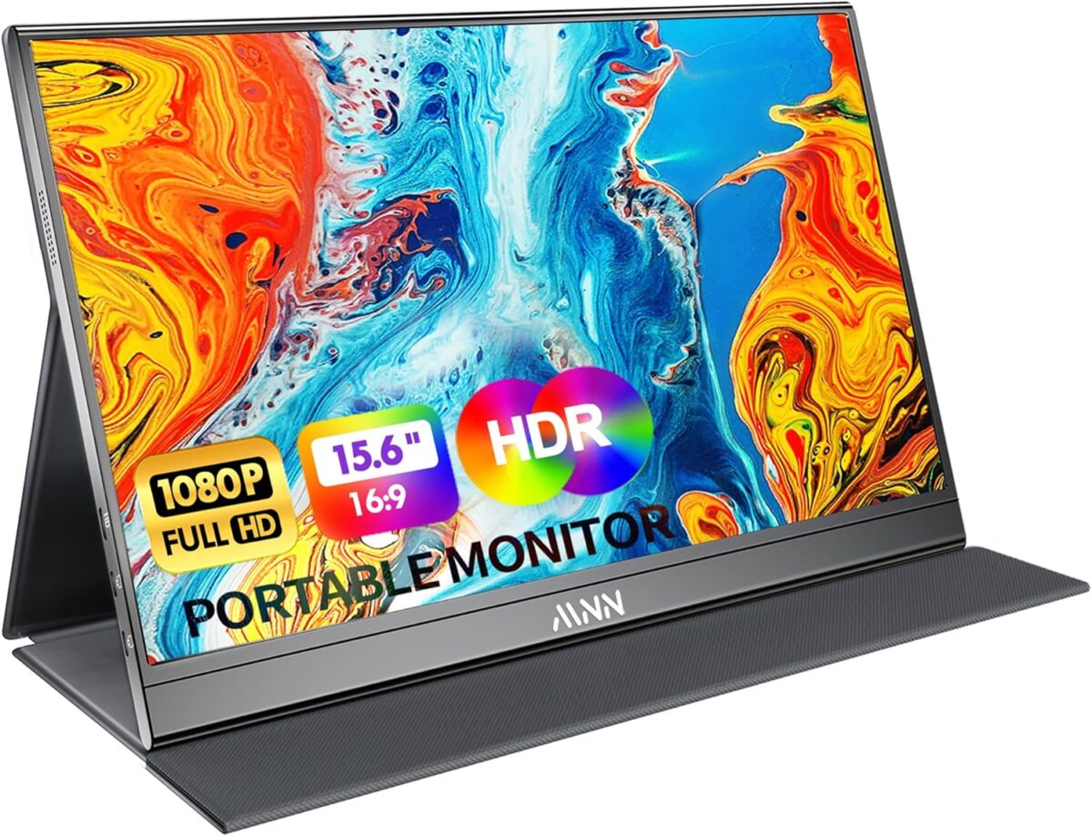 MNN Portable Monitor 15.6inch FHD 1080P USB C HDMI Gaming Ultra-Slim IPS Display w/Smart Cover & Speakers,HDR Plug&Play, External Monitor for Laptop PC Phone Mac (15.6'' 1080P) - Image 2