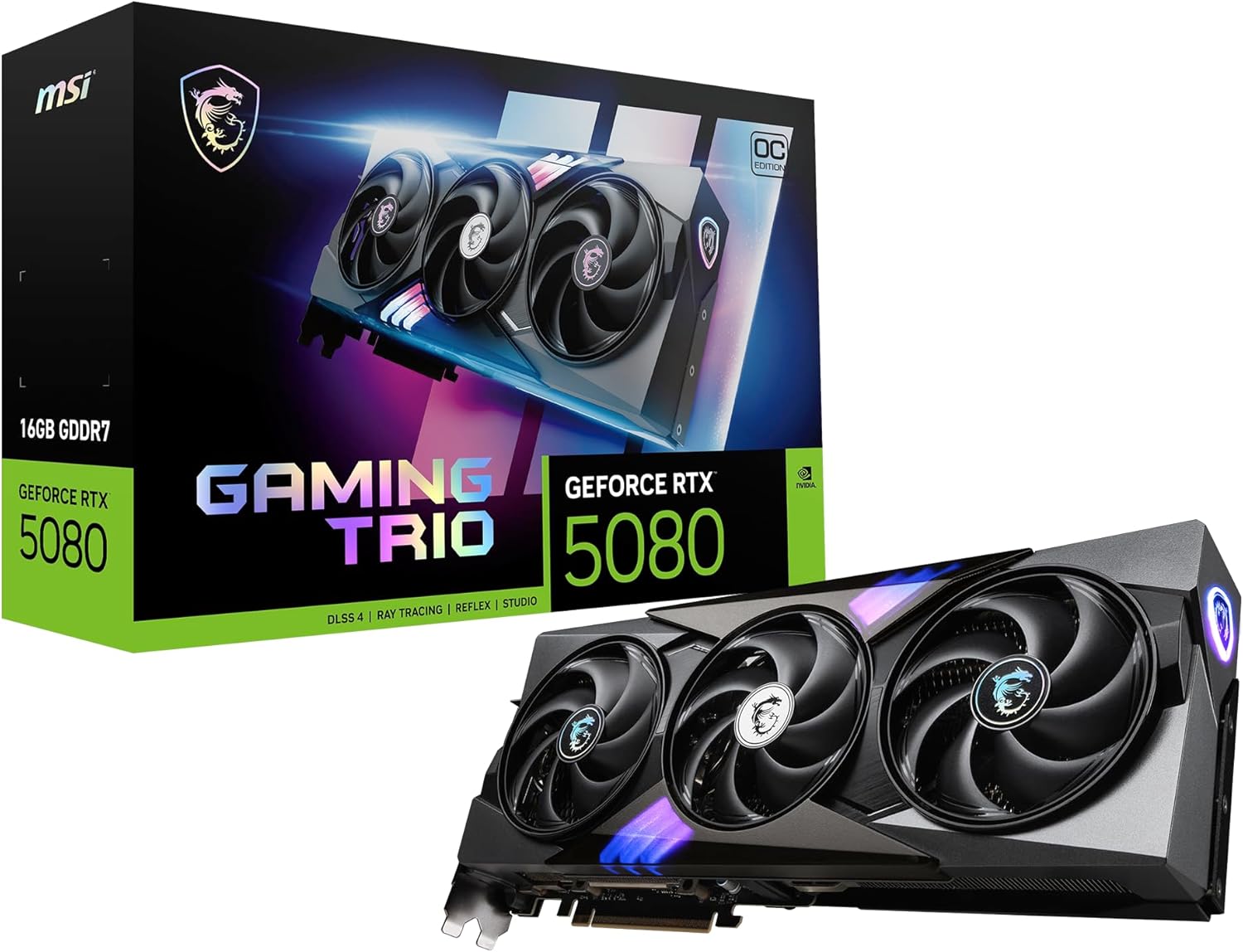 MSI-Gaming-RTX-5080-16G-Gaming-Trio-OC-Graphics-Card-16GB-GDDR7-256-bit-Extreme-Performance-2715-MHz-DisplayPort-x-3-2.1a-HDMI-2.1b-NVIDIA-Blackwell-Architecture.jpg MSI Gaming RTX 5080 16G Gaming Trio OC Graphics Card (16GB GDDR7, 256-bit, Extreme Performance: 2715 MHz, DisplayPort x 3 2.1a, HDMI 2.1b, NVIDIA Blackwell Architecture) - Image 2