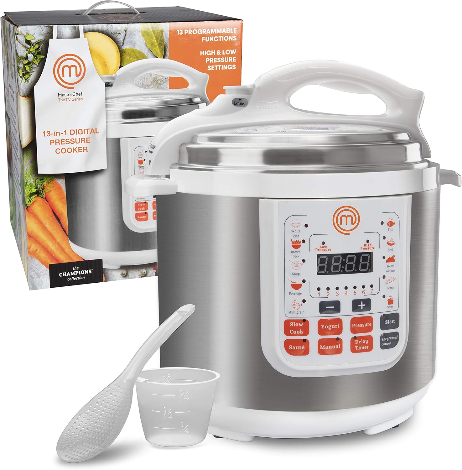 MasterChef-13-in-1-Pressure-Cooker-6-QT-Electric-Digital-Instant-MultiPot-w-13-Programmable-Functions-High-and-Low-Pressure-Slow-Non-Stick-Pot-Cooking-Warmer-Options-LED-Display-Delay-Timer-Rice.jpg MasterChef 13-in-1 Pressure Cooker- 6 QT Electric Digital Instant MultiPot w 13 Programmable Functions- High and Low Pressure Slow Non-Stick Pot Cooking Warmer Options, LED Display, Delay Timer, Rice - Image 2