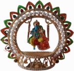 Metal Radha Krishna Idol Size 4" 3.5" inches on Swinging Jhula Idol Statue Showpiece Figurine for car Dashboard Janmashtami jhula (Size 4 X 4 Inches) - Image 2